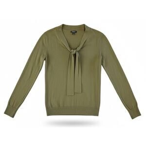 Talbots Women’s Small Olive Green Tie Neck Sweater Long Sleeve Knit